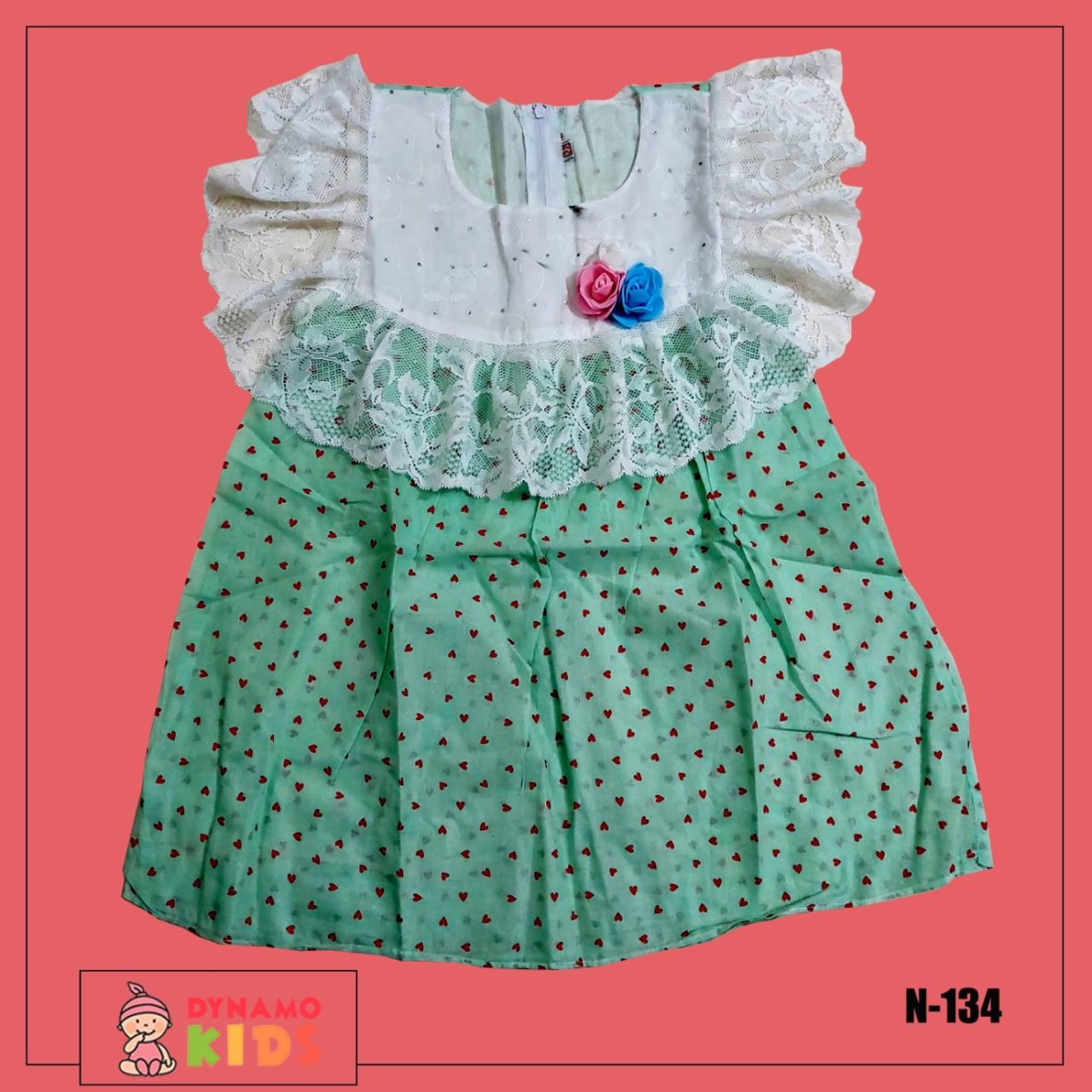 New cotton frock paste(red love with flower)