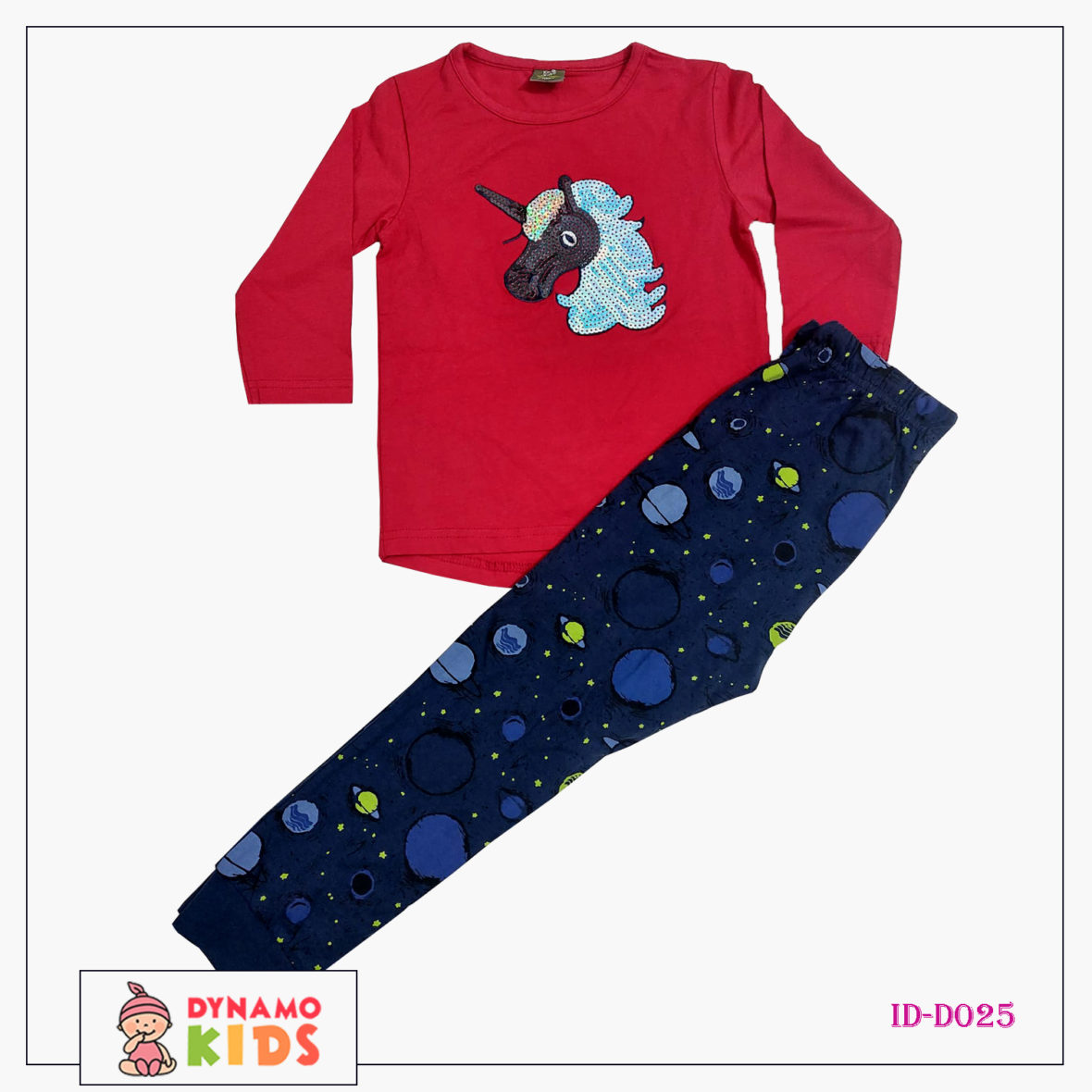 New T-shirt red and pant set (sequence unicorn black trouser universe)