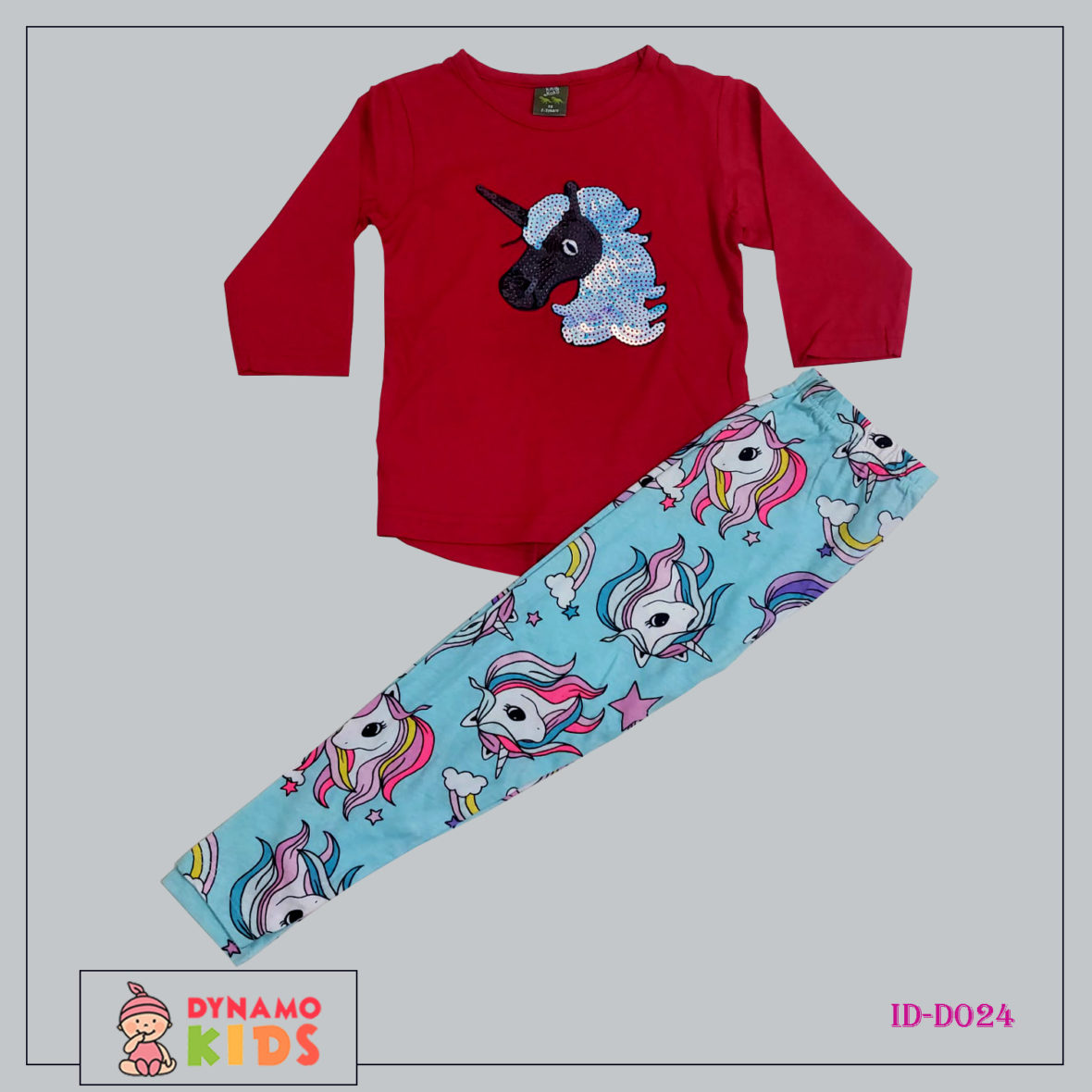 New T-shirt red and pant set (sequence unicorn sky trouser unicorn )