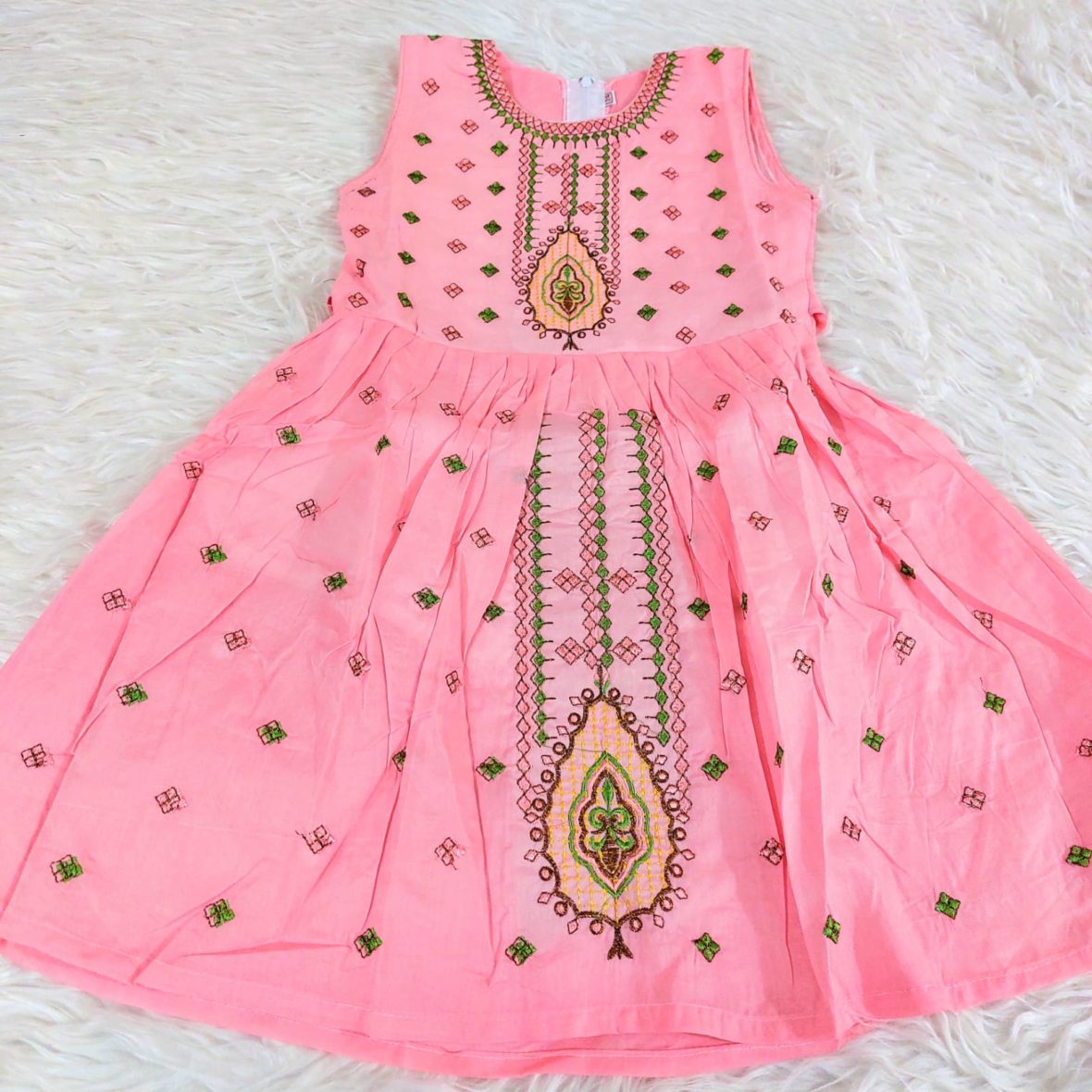 Cotton Frock With Pink with Embroidery