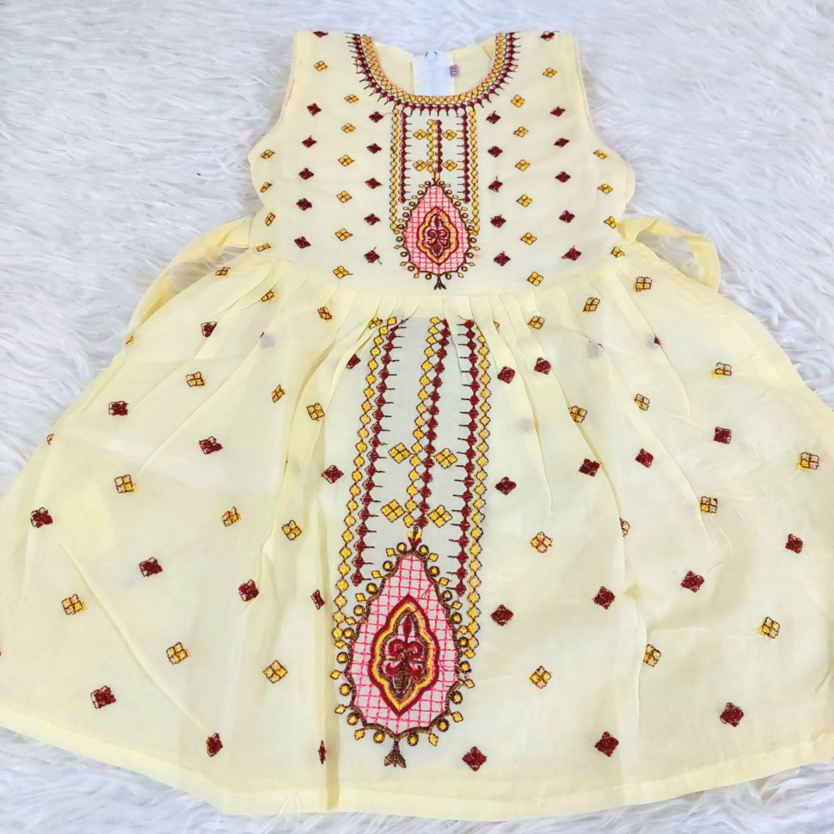 Cotton Frock With Yellow with Embroidery