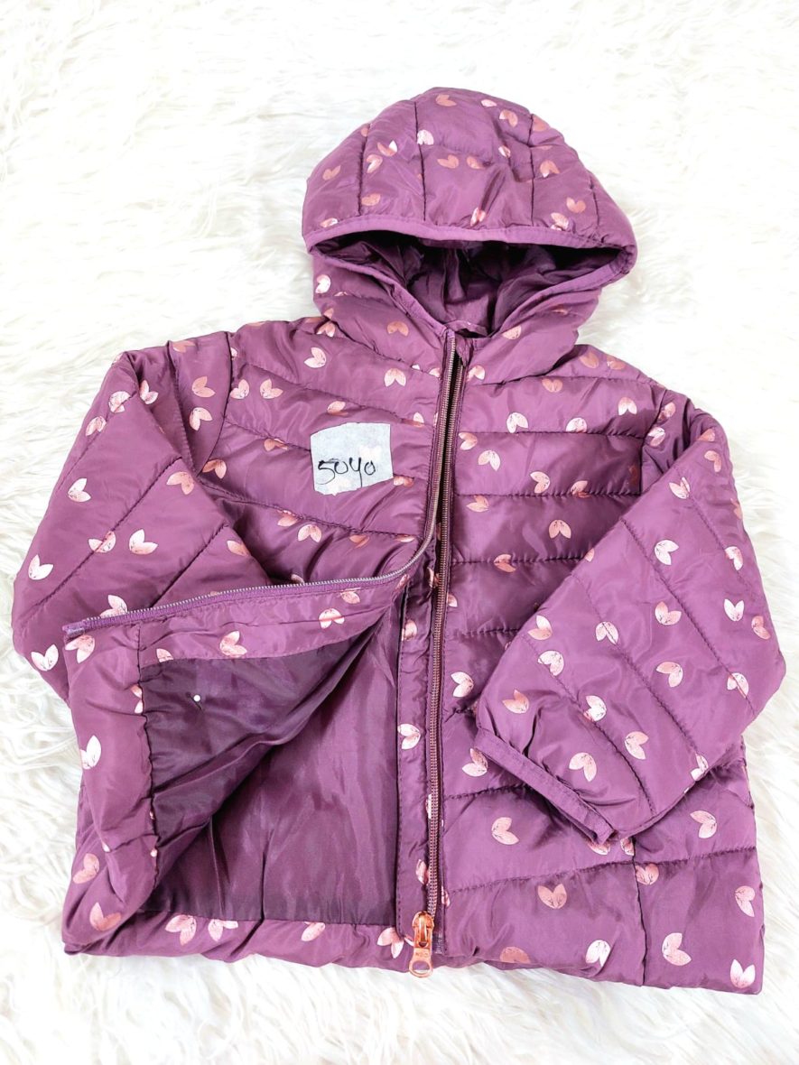 Purple color with love print padding jacket