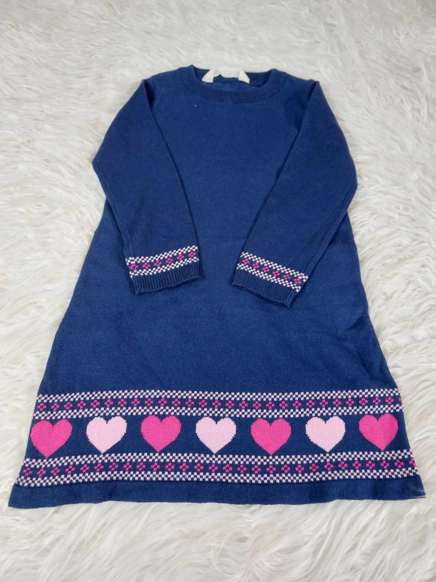 Navy blue with pink love print frock