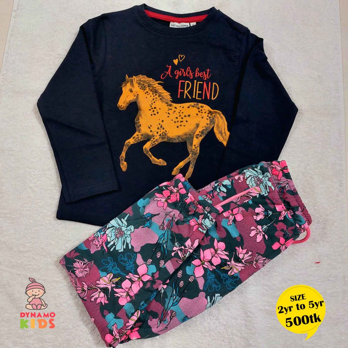 Navy blue horse print set